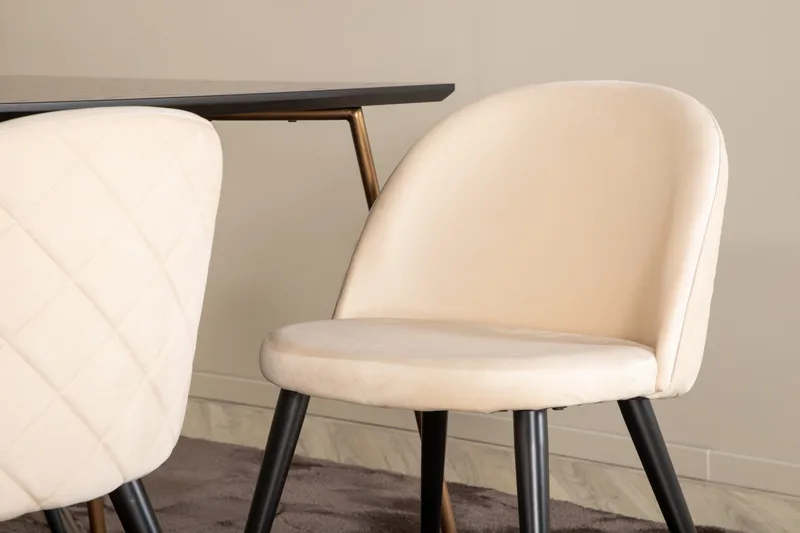 Pipi Spisegruppe 190 cm inkl. 6 Velvets Stoler - Svart/Kobber - Møbler - Bord - Spisegrupper