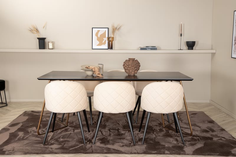 Pipi Spisegruppe 190 cm inkl. 6 Velvets Stoler - Svart/Kobber - Møbler - Bord - Spisegrupper