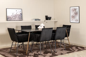 Pipi Spisegruppe 190 cm inkl. 6 Pipi Stoler - Svart/Kobber - Møbler - Bord - Spisegrupper
