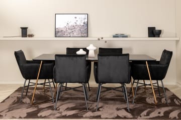 Pipi Spisegruppe 190 cm inkl. 6 Pipi Stoler - Svart/Kobber - Møbler - Bord - Spisegrupper