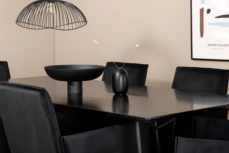 Pipi Spisegruppe 190 cm inkl. 6 Pipi Stoler - Svart/Kobber - Møbler - Bord - Spisegrupper