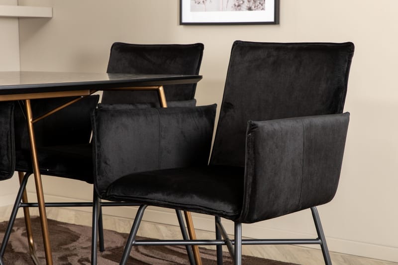 Pipi Spisegruppe 190 cm inkl. 6 Pipi Stoler - Svart/Kobber - Møbler - Bord - Spisegrupper