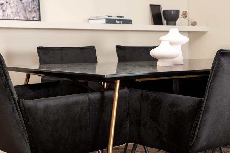 Pipi Spisegruppe 190 cm inkl. 6 Pipi Stoler - Svart/Kobber - Møbler - Bord - Spisegrupper