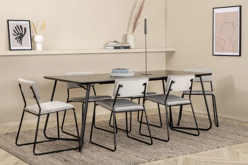 Pippi spisebord med 6 Kenth Spisestol, undefined