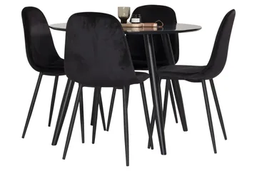 Plaza Spisegruppe 100 cm Rund med 4 Polar Stoler - Svart - Møbler - Bord - Spisegrupper