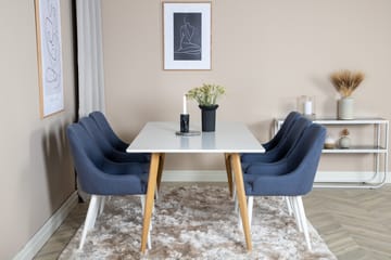 Pontus Spisegruppe 180 cm inkl. 6 Ridones Stoler - Hvit/Blå - Møbler - Bord - Spisegrupper
