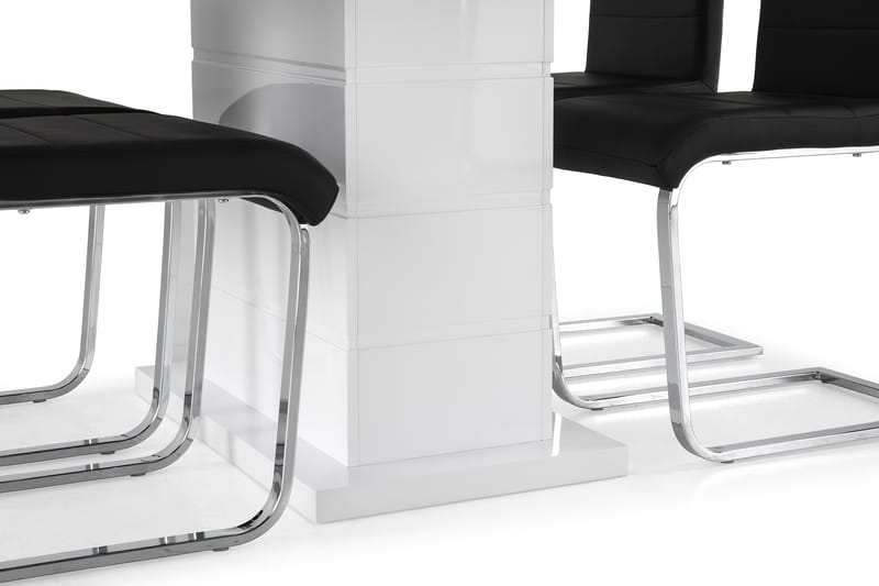 Ratliff Forlengningsbar Spisegruppe 120 cm + 4 Cibus Stoler - Hvit/Svart/Krom - Møbler - Bord - Spisegrupper