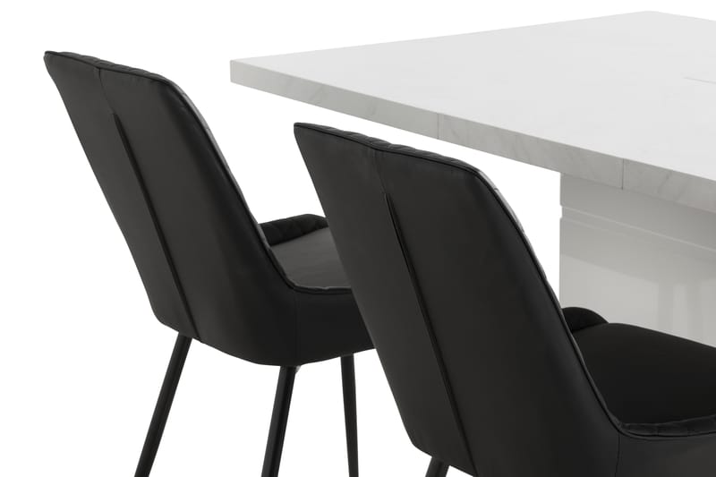 Ratliff Forlengningsbar Spisegruppe 120 cm + 4 Hennebyn Stol - Hvit/Svart - Møbler - Bord - Spisegrupper