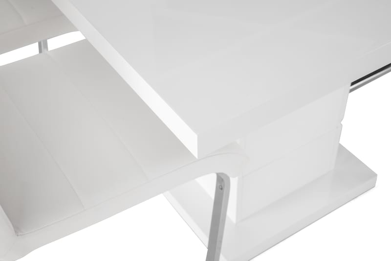 Ratliff Forlengningsbar Spisegruppe 120 cm med 4 Cibus Stole - Hvit/Hvit PU/Krom - Møbler - Bord - Spisegrupper