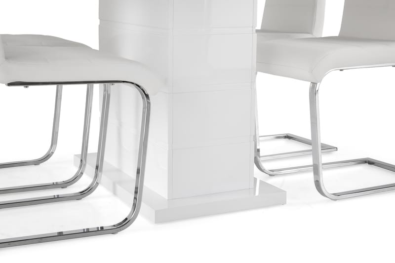 Ratliff Forlengningsbar Spisegruppe 120 cm med 4 Cibus Stole - Hvit/Hvit PU/Krom - Møbler - Bord - Spisegrupper