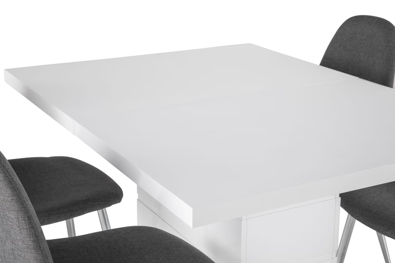 Ratliff Forlengningsbar Spisegruppe 120 cm med 4 Nibe Stol - Hvit/Grå/Krom - Møbler - Bord - Spisegrupper