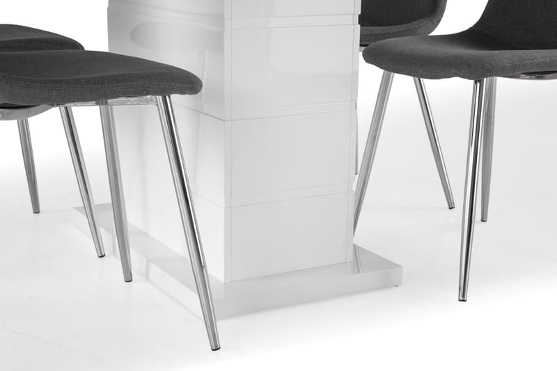 Ratliff Forlengningsbar Spisegruppe 120 cm med 4 Nibe Stol - Hvit/Grå/Krom - Møbler - Bord - Spisegrupper