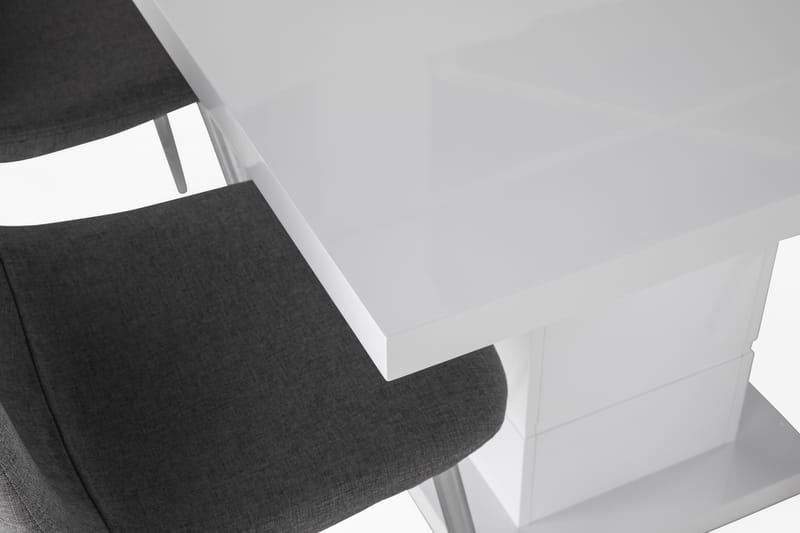 Ratliff Forlengningsbar Spisegruppe 120 cm med 4 Nibe Stol - Hvit/Grå/Krom - Møbler - Bord - Spisegrupper