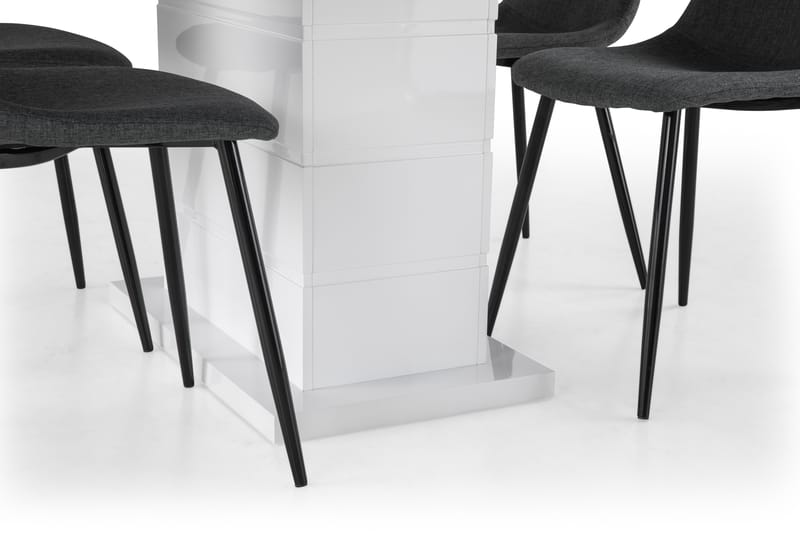 Ratliff Forlengningsbar Spisegruppe 120 cm med 4 Nibe Stol - Hvit/Grå/Svart - Møbler - Bord - Spisegrupper
