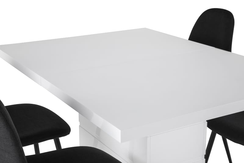 Ratliff Forlengningsbar Spisegruppe 120 cm med 4 Nibe Stol - Hvit/Svart - Møbler - Bord - Spisegrupper