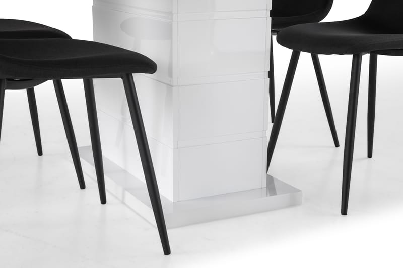 Ratliff Forlengningsbar Spisegruppe 120 cm med 4 Nibe Stol - Hvit/Svart - Møbler - Bord - Spisegrupper