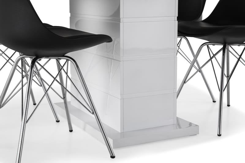 Ratliff Forlengningsbar Spisegruppe 120 cm med 4 Shell Stol - Hvit/Svart PU/Krom - Møbler - Bord - Spisegrupper