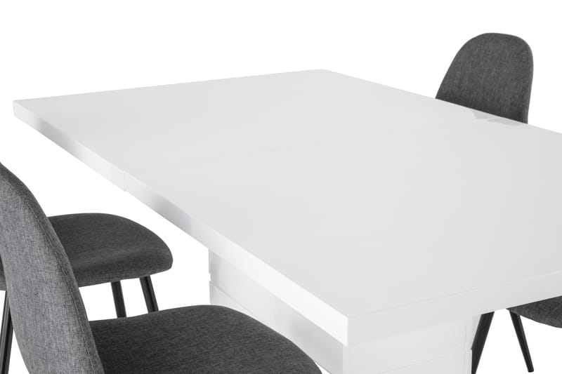 Ratliff Forlengningsbar Spisegruppe 160 cm med 4 Nibe Stol - Hvit/Grå/Svart - Møbler - Bord - Spisegrupper