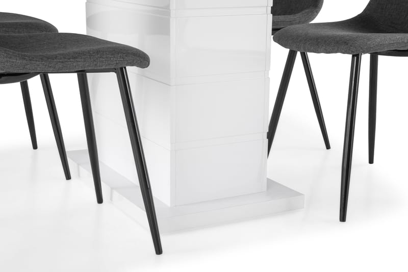 Ratliff Forlengningsbar Spisegruppe 160 cm med 4 Nibe Stol - Hvit/Grå/Svart - Møbler - Bord - Spisegrupper