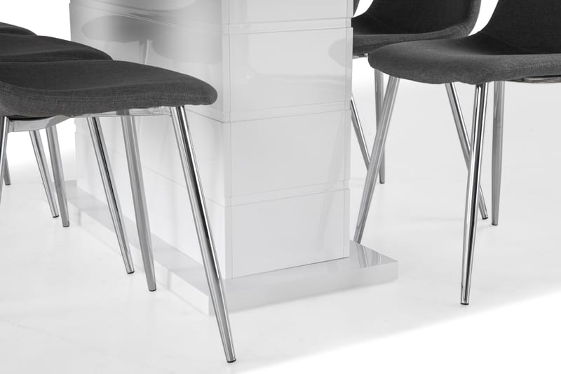 Ratliff Forlengningsbar Spisegruppe 180 cm med 6 Nibe Stol - Hvit/Grå/Krom - Møbler - Bord - Spisegrupper
