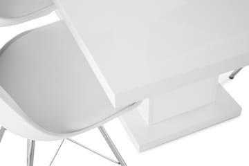 Ratliff Forlengningsbar Spisegruppe 180 cm med 6 Shell Stol - Hvit/Hvit PU/Krom - Møbler - Bord - Spisegrupper