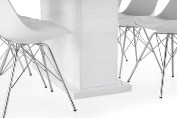 Ratliff Forlengningsbar Spisegruppe 180 cm med 6 Shell Stol - Hvit/Hvit PU/Krom - Møbler - Bord - Spisegrupper