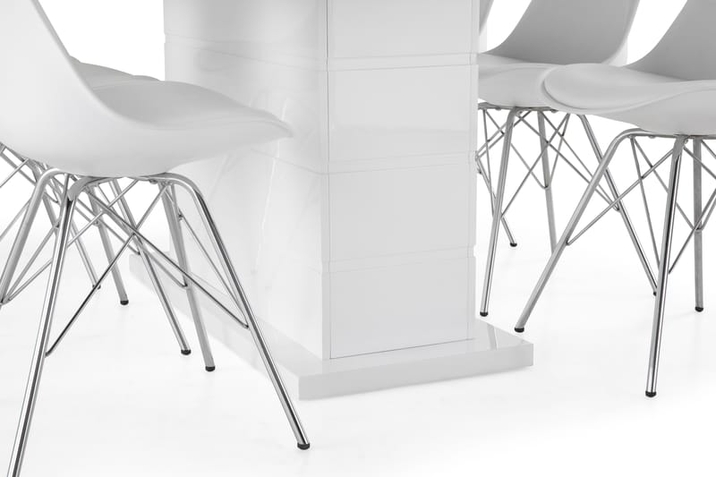 Ratliff Forlengningsbar Spisegruppe 180 cm med 6 Shell Stol - Hvit/Hvit PU/Krom - Møbler - Bord - Spisegrupper