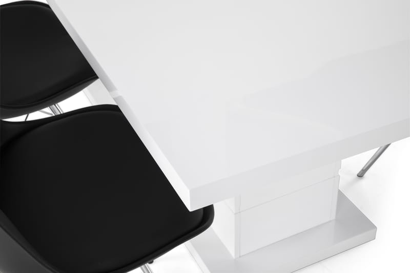 Ratliff Forlengningsbar Spisegruppe 180 cm med 6 Shell Stol - Hvit/Svart PU/Krom - Møbler - Bord - Spisegrupper