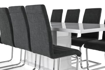 Ratliff Forlengningsbar Spisegruppe 200 cm med 8 Cibus Stole - Hvit/Grå/Krom - Møbler - Bord - Spisegrupper