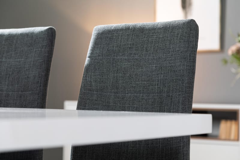 Ratliff Forlengningsbar Spisegruppe 200 cm med 8 Cibus Stole - Hvit/Grå/Krom - Møbler - Bord - Spisegrupper