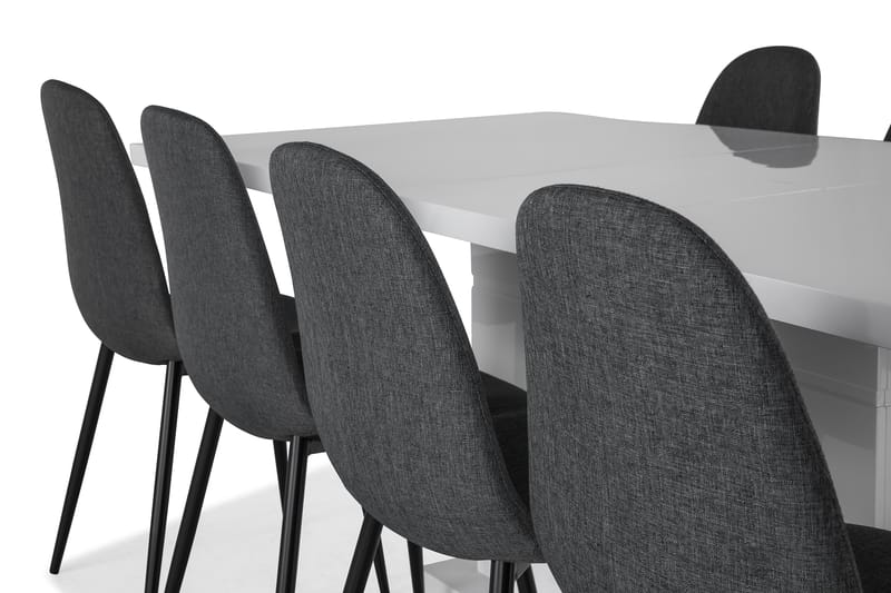 Ratliff Forlengningsbar Spisegruppe 200 cm med 8 Nibe Stol - Hvit/Grå/Svart - Møbler - Bord - Spisegrupper