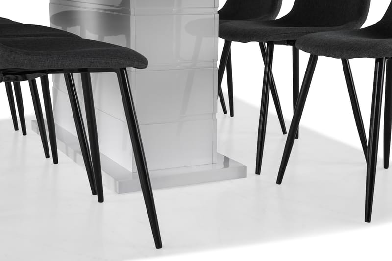 Ratliff Forlengningsbar Spisegruppe 200 cm med 8 Nibe Stol - Hvit/Grå/Svart - Møbler - Bord - Spisegrupper