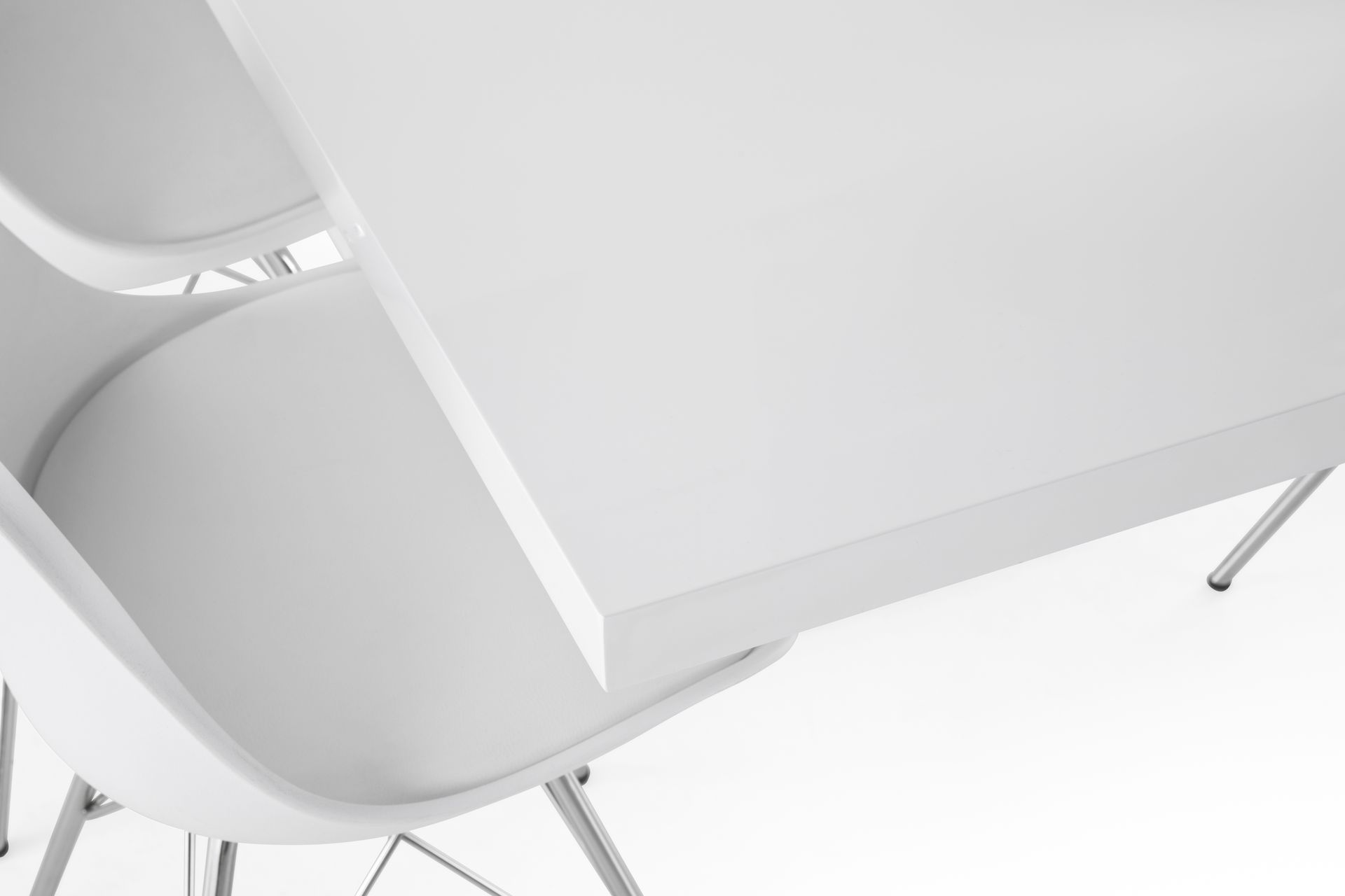 Ratliff Forlengningsbar Spisegruppe 200 cm med 8 Shell Stol - Hvit/Hvit PU/Krom - Møbler - Bord - Spisegrupper
