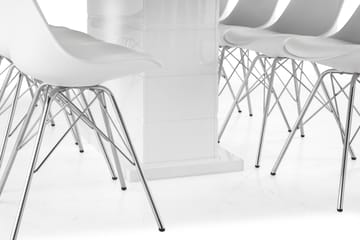 Ratliff Forlengningsbar Spisegruppe 200 cm med 8 Shell Stol - Hvit/Hvit PU/Krom - Møbler - Bord - Spisegrupper