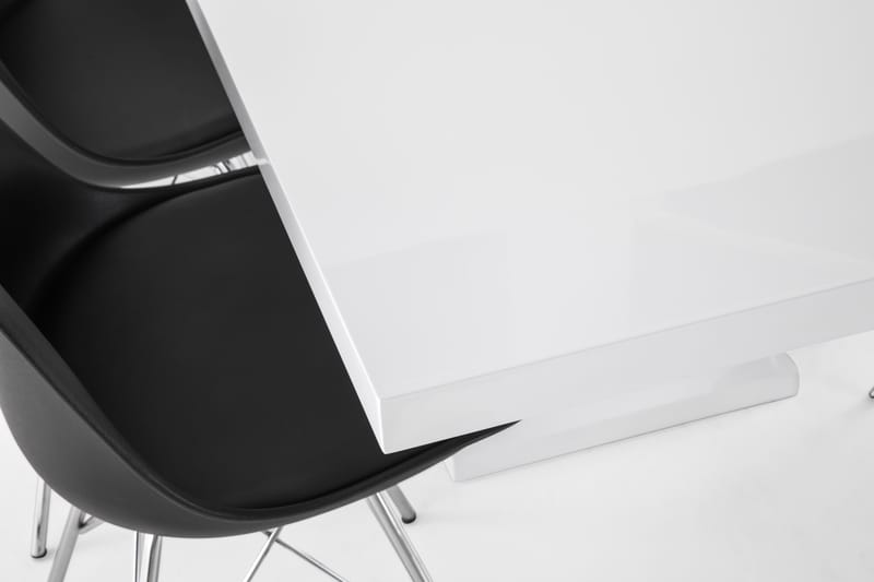 Ratliff Forlengningsbar Spisegruppe 200 cm med 8 Shell Stol - Hvit/Svart PU/Krom - Møbler - Bord - Spisegrupper