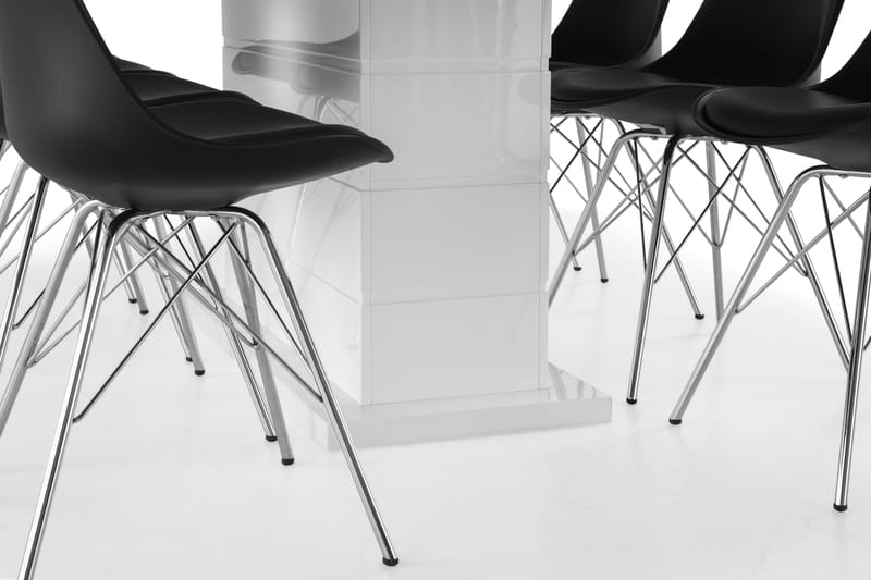 Ratliff Forlengningsbar Spisegruppe 200 cm med 8 Shell Stol - Hvit/Svart PU/Krom - Møbler - Bord - Spisegrupper