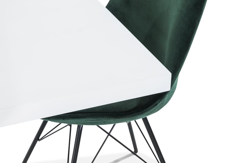 Ratliff Spisegruppe 160 cm med 4 Shell Stoler Fløyel - Hvit/Rød - Møbler - Bord - Spisegrupper