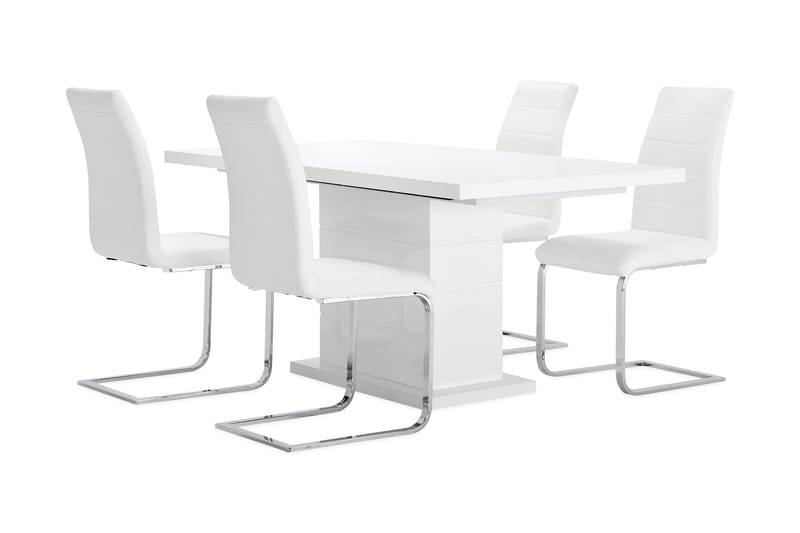 Ratliff Spisegruppe 180 cm + 4 Sorado Stoler - Hvit/Krom - Møbler - Bord - Spisegrupper