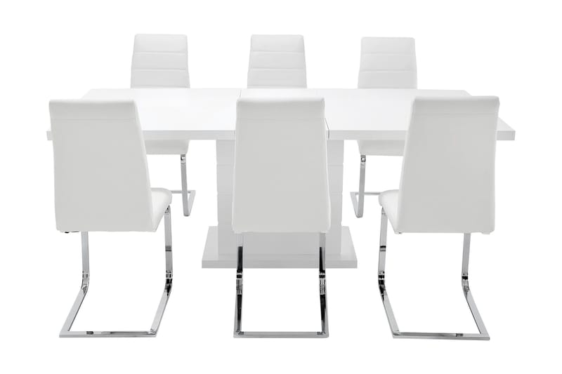 Ratliff Spisegruppe 180 cm + 6 Sorado Stoler - Hvit/Krom - Møbler - Bord - Spisegrupper