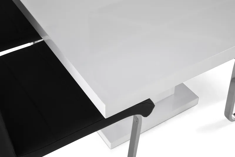 Ratliff Spisegruppe 180 cm + 6 Stoler Utvidbart med Tilleggsplate - Hvit / Svart PU / Krom - Møbler - Bord - Spisegrupper