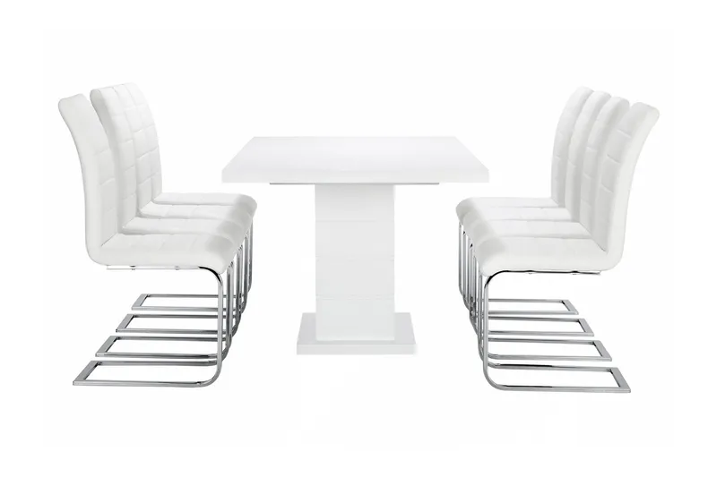 Ratliff Spisegruppe 180 cm + 8 Sorado Stoler - Hvit/Krom - Møbler - Bord - Spisegrupper