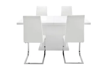 Ratliff Spisegruppe 180 cm + 4 Sorado Stoler - Hvit/Krom - Møbler - Bord - Spisegrupper