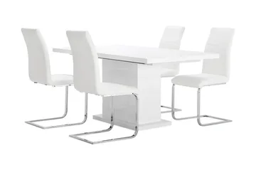 Ratliff Spisegruppe 180 cm + 4 Sorado Stoler - Hvit/Krom - Møbler - Bord - Spisegrupper