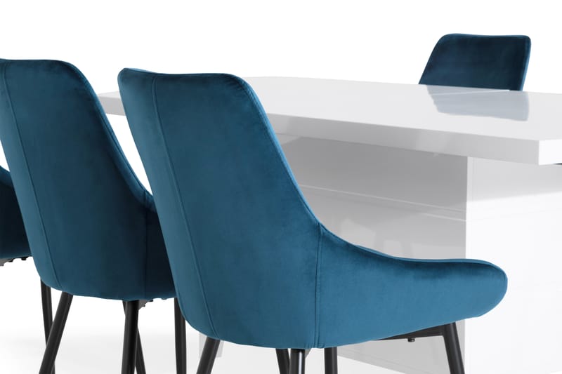 Ratliff Spisegruppe 180 cm med 6 Alsarp Stol - Hvit/Blå - Møbler - Bord - Spisegrupper