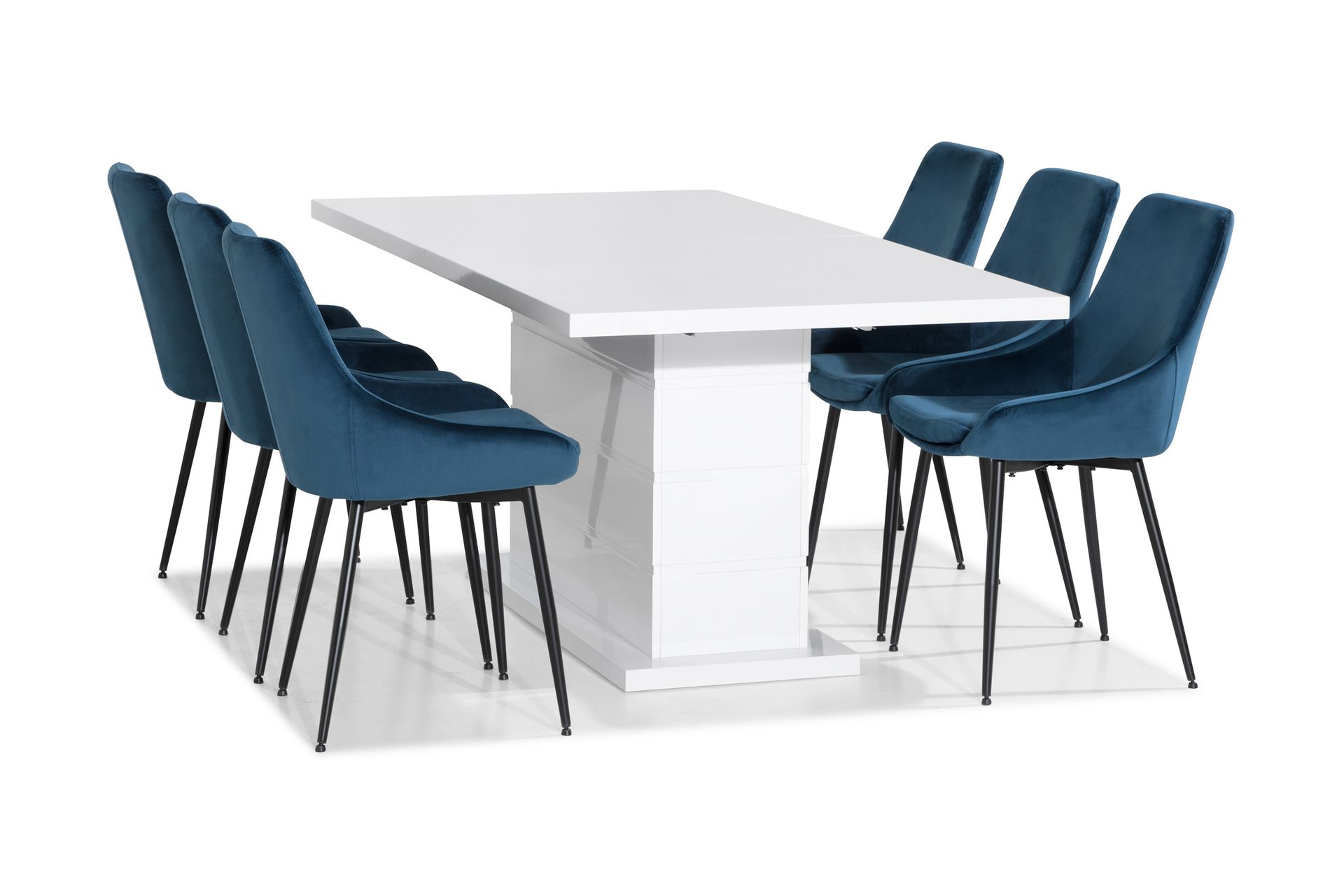 Ratliff Spisegruppe 180 cm med 6 Alsarp Stol - Hvit/Blå - Møbler - Bord - Spisegrupper