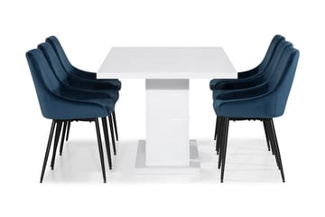 Ratliff Spisegruppe 180 cm med 6 Alsarp Stol - Hvit/Blå - Møbler - Bord - Spisegrupper