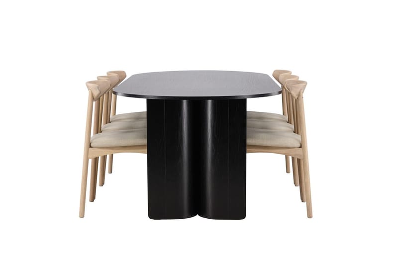 Rektangulær spisegruppe Tyresö 220 cm med 6 Ven stoler - Svart/Whitewash - Møbler - Bord - Spisegrupper
