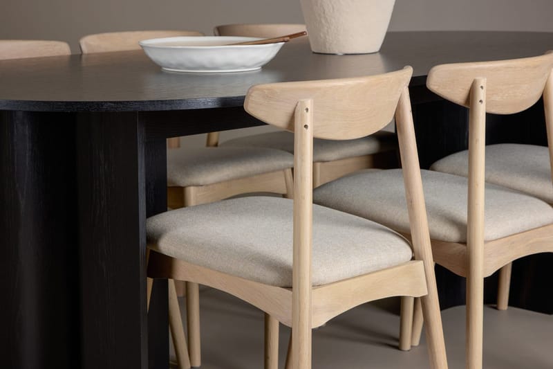 Rektangulær spisegruppe Tyresö 220 cm med 6 Ven stoler - Svart/Whitewash - Møbler - Bord - Spisegrupper