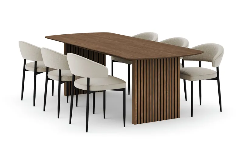 Richeto spisebord 240 cm med 6 Sawako stoler, Eik