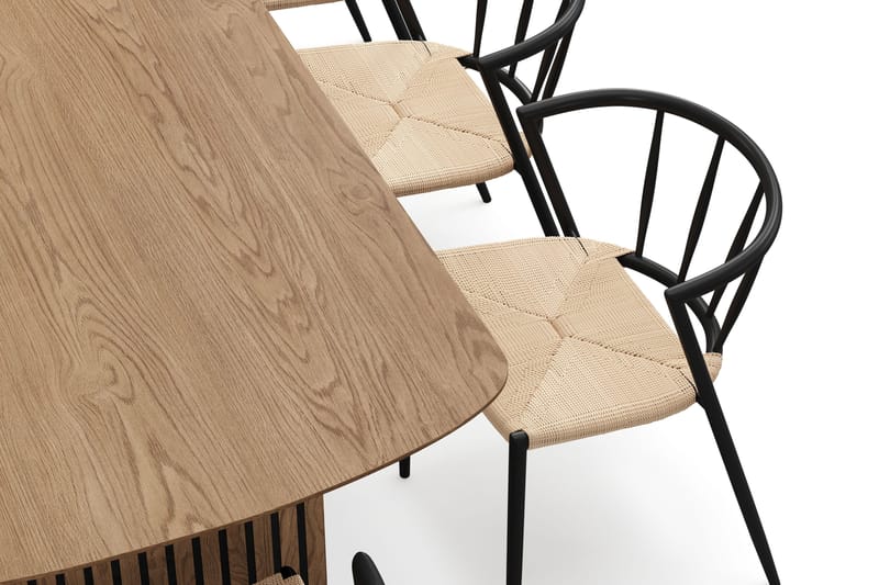 Richeto spisebord 240 cm med 8 Winston spisestoler - Naturlig finish / Beige / Metallben svart - Møbler - Bord - Spisegrupper